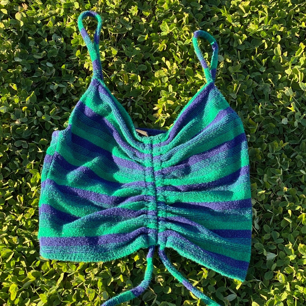 Fuzzy green and blue top from Forever 21